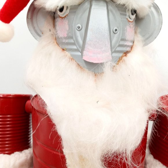 Christmas Folk Art Tin Man Santa Sculpture Wizard Of Oz Assemblage Robot Vintage - Picture 8 of 16